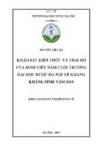 Khảo sát kiến thức và thái độ của sinh viên năm cuối trường đại học dƣợc hà nội về kháng kháng sinh năm 2019