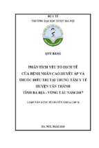 Phân tích yếu tố dịch tễ của bệnh nhân cao huyết áp và thuốc điều trị tại trung tâm y tế huyện tân thành tỉnh bà rịa   vũng tàu năm 2017