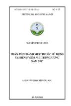 Phân tích danh mục thuốc sử dụng tại bệnh viện nhi trung ương năm 2017