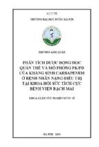 Phân tích dược động học quần thể và mô phỏng pkpd của kháng sinh carbapenem ở bệnh nhân nặng điều trị tại khoa hồi sức tích cực bệnh viện bạch mai