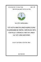 Xây dựng phương pháp định lượng majonoside r2 trong chế phẩm chứa sâm ngọc linh bằng phương pháp sắc ký lỏng khối phổ