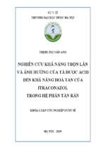 Nghiên cứu khả năng trộn lẫn và ảnh hưởng của tá dược acid đến khả năng hoà tan của itraconazol trong hệ phân tán rắn