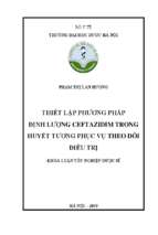 Thiết lập phương pháp định lượng ceftazidim trong huyết tương phục vụ theo dõi điều trị