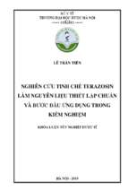 Nghiên cứu tinh chế terazosin làm nguyên liệu thiết lập chuẩn và bước đầu ứng dụng trong kiểm nghiệm