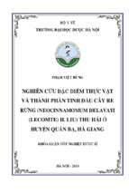 Nghiên cứu đặc điểm thực vật và thành phần tinh dầu cây re rừng (neocinnamomum delavayi (lecomte) h. liu) thu hái ở huyện quản bạ, hà giang