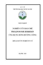 Nghiên cứu bào chế proliposome berberin ứng dụng dùng đường uống