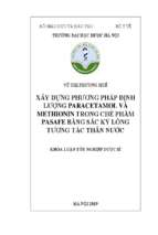 Xây dựng phƣơng pháp định lƣợng paracetamol và methionin trong chế phẩm pasafe bằng sắc ký lỏng tƣơng tác thân nƣớc