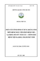 Phân tích tình hình sử dụng kháng sinh trên bệnh nhân viêm phổi bệnh viện tại khoa hồi sức tích cực – chống độc bệnh viện đa khoa thành phố vinh