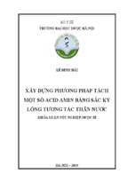 Xây dựng phương pháp tách một số acid amin bằng sắc ký lỏng tương tác thân nước