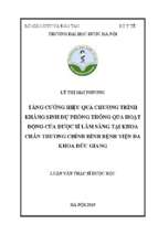 Tăng cường hiệu quả chương trình kháng sinh dự phòng thông qua hoạt động của dược sĩ lâm sàng tại khoa chấn thương chỉnh hình bệnh viện đa khoa đức giang