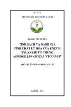 Tinh sạch và đánh giá tính chất lý hóa của enzym xylanase từ chủng aspergillus oryzae vtcc f 187