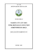 Nghiên cứu lên men tổng hợp kháng sinh nhờ streptomyces 188.21