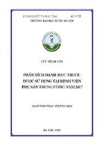 Phân tích danh mục thuốc được sử dụng tại bệnh viện phụ sản trung ương năm 2017