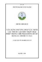 Xây dựng phương pháp xác định các thuốc lợi tiểu trộn trái phép trong chế phẩm đông dược bằng lc msms và tlc