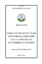 Nghiên cứu một số yếu tố ảnh hưởng đến quá trình chiết xuất và tinh chế acid glycyrrhizic từ cam thảo