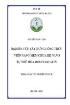 Nghiên cứu xây dựng công thức viên nang mềm chứa hệ nano tự nhũ hóa rosuvastatin