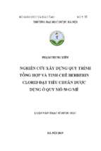 Nghiên cứu xây dựng quy trình tổng hợp và tinh chế berberin clorid đạt tiêu chuẩn dược dụng ở quy mô 50 gmẻ