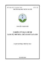 Nghiên cứu bào chế hệ nano tự nhũ hóa chứa rosuvastatin