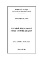 Hàm số mũ, hàm số logarit và một số vấn đề liên quan