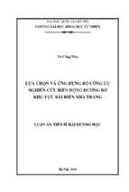 Lựa chọn và ứng dụng bộ công cụ nghiên cứu biến động đường bờ khu vực bãi biển nha trang