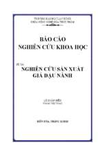 Nghiên cứu sản xuất giá đậu nành 
