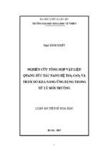 Nghiên cứu tổng hợp vật liệu quang xúc tác  nano hệ tio2  ceo2 và thăm dò khả năng ứng  dụng trong xử lý môi trường