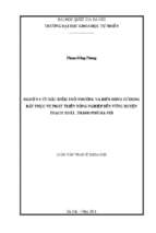 Nghiên cứu đặc điểm thổ nhưỡng và biến động sử dụng đất phục vụ phát triển nông nghiệp bền vững huyện thạch thất, thành phố hà nội