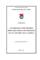 Xác định hàm lượng parabens trong thực phẩm và mỹ phẩm bằng sắc ký lỏng hiệu năng cao (hplc)  