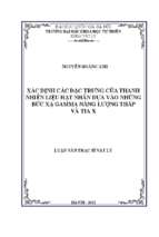 Xác định các đặc trưng của thanh nhiên liệu hạt nhân dựa vào những bức xạ gamma năng lượng thấp và tia x 