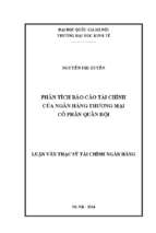 Phân tích báo cáo tài chính của ngân hàng thương mại cổ phần quân đội 