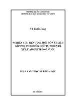 Nghiên cứu biến tính một số vật liệu hấp phụ có nguồn gốc tự nhiên để xử lý amoni trong nước