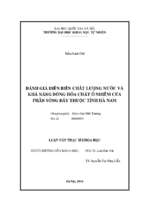 đánh giá diễn biến chất lượng nước và khả năng đồng hóa chất ô nhiễm của phần sông đáy thuộc tỉnh hà nam