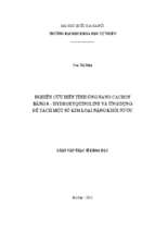 Nghiên cứu biến tính ống nano cacbon bằng 8 hydroxyquinoline và ứng dụng để tách một số kim loại nặng khỏi nước