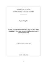 Nghiên cứu biến đổi sử dụng đất phục vụ phát triển sinh kế bền vững khu vực xã tản lĩnh, huyện ba vì, thành phố hà nội