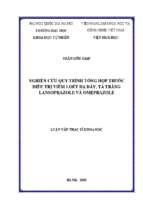 Nghiên cứu quy trình tổng hợp thuốc điều trị viêm loét dạ dày, tá tràng lansoprazole và omeprazole