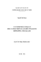 Cơ sở sinh thái cảnh quan phục vụ phát triển du lịch bền vững huyện krôngbông, tỉnh đăk lăk