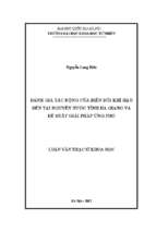 đánh giá tác động của biến đổi khí hậu đến tài nguyên nước tỉnh hà giang và đề xuất giải pháp ứng phó  