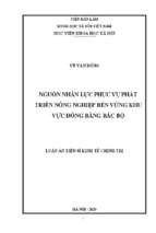 Nguồn nhân lực phục vụ phát triển nông nghiệp bền vững khu vực đồng bằng bắc bộ