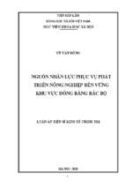 Nguồn nhân lực phục vụ phát triển nông nghiệp bền vững khu vực đồng bằng bắc bộ