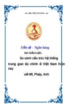 Tiểu luận tiền tệ   ngân hàng so sánh cấu trúc hệ thống trung gian tài chính ở việt nam hiện nay với mĩ, pháp, anh