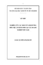 Nghiên cứu các nhân tố ảnh hưởng đến việc áp dụng ifrs tại các doanh nghiệp việt nam