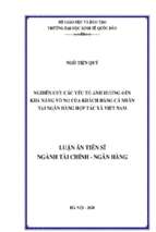 Nghiên cứu các yếu tố ảnh hưởng đến khả năng vỡ nợ của khách hàng cá nhân tại ngân hàng hợp tác xã việt nam