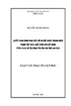 Quyết định hình phạt đối với người chưa thành niên phạm tội theo luật hình sự việt nam (trên cơ sở số liệu thực tiễn địa bàn tỉnh lào cai)