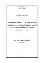 Tình hình sử dụng kháng sinh điều trị nhiễm khuẩn hô hấp cấp tính ở trẻ em 2 tháng đến 5 tháng tuổi tại bệnh viện sản nhi bắc ninh