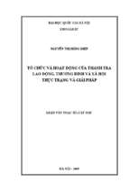 Tổ chức và hoạt động của thanh tra lao động, thương binh và xã hội thực trạng và giải pháp 