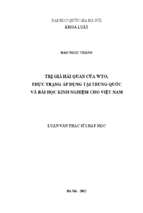 Trị giá hải quan của wto, thực trạng và áp dụng tại trung quốc và bài học kinh nghiệm cho việt nam