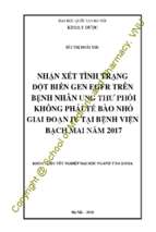 Nhận xét tình trạng đột biến gen egfr trên bệnh nhân ung thư phổi không phải tế bào nhỏ giai đoạn tv tại bệnh viện bạch mai năm 2017