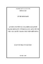 áp dụng nguyên tắc hòa bình giải quyết tranh chấp quốc tế trong luật quốc tế với việc giải quyết tranh chấp trên biển đông