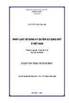 Pháp luật về đăng ký quyền sử dụng đất ở việt nam. ths. luật 60 38 50