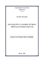 Bảo vệ quyền của lao động nữ trong pháp luật lao động việt nam